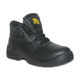 Mens Coated Leather Safety Boot In Black with Padded Collar, Steel Toe Cap on Oil Resistant Cleated Sole. Complies with BS EN345 Safety Regulations (Click For Details)