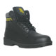 Groundwork Black Lace Up Mens Safety Ankle Boot with Black Collar Trim, Coated Leather Upper and Steel Toe Cap on Oil Resistant Cleated Sole. Complies with BS EN345 Safety Regulations (Click For Details)
