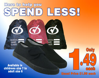 Back to School Plimsolls & Bags Offer from only 1.49 each
