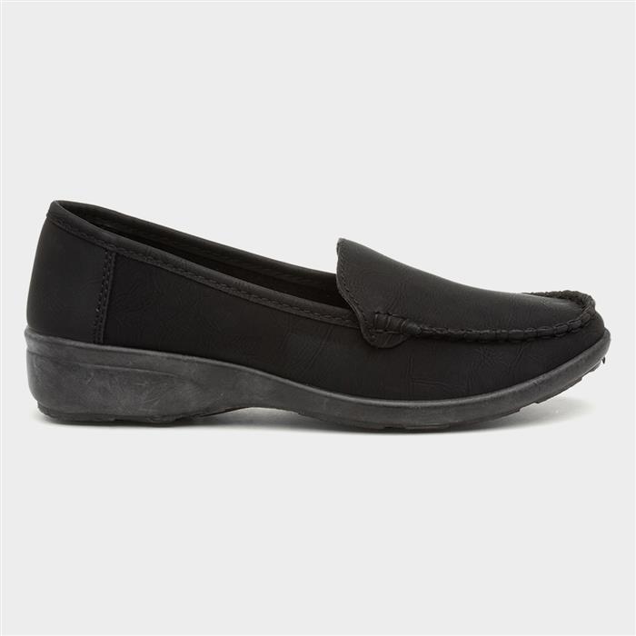 Women's Black Casual Slip On Loafer Shoe