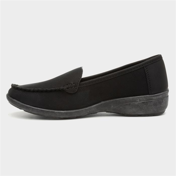 Women's Black Casual Slip On Loafer Shoe