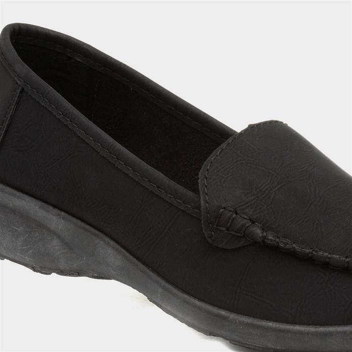 Women's Black Casual Slip On Loafer Shoe
