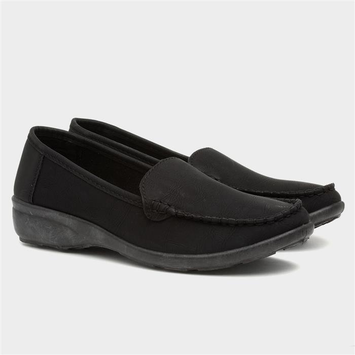 Women's Black Casual Slip On Loafer Shoe