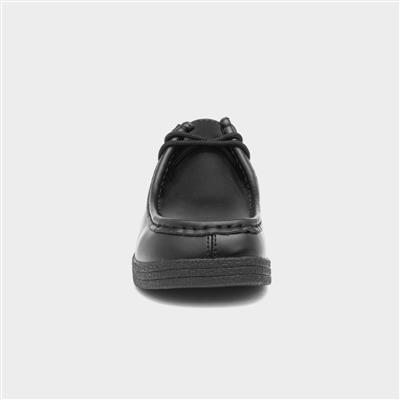 Womens Wallabee Black Coated Leather Shoe