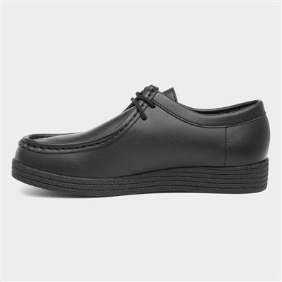 Womens Wallabee Black Coated Leather Shoe