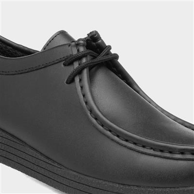 Womens Wallabee Black Coated Leather Shoe