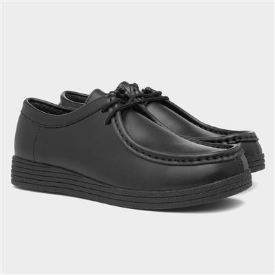 Womens Wallabee Black Coated Leather Shoe