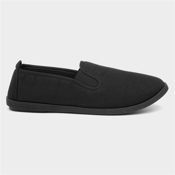 Womens Black Slip On Canvas Shoe