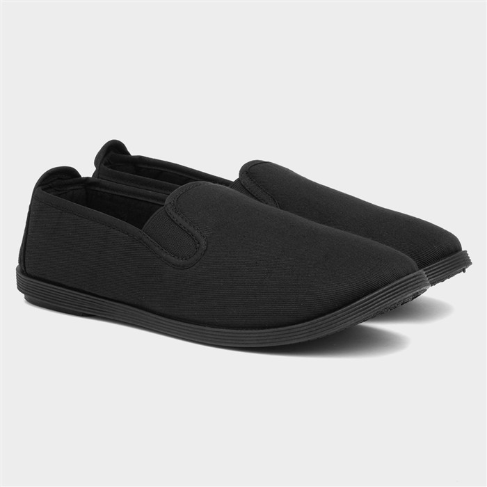 Womens Black Slip On Canvas Shoe