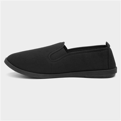Womens Black Slip On Canvas Shoe