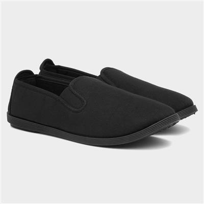 Womens Black Slip On Canvas Shoe