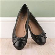 Lilley Womens Black Bow Ballerina Slip On Shoe (Click For Details)