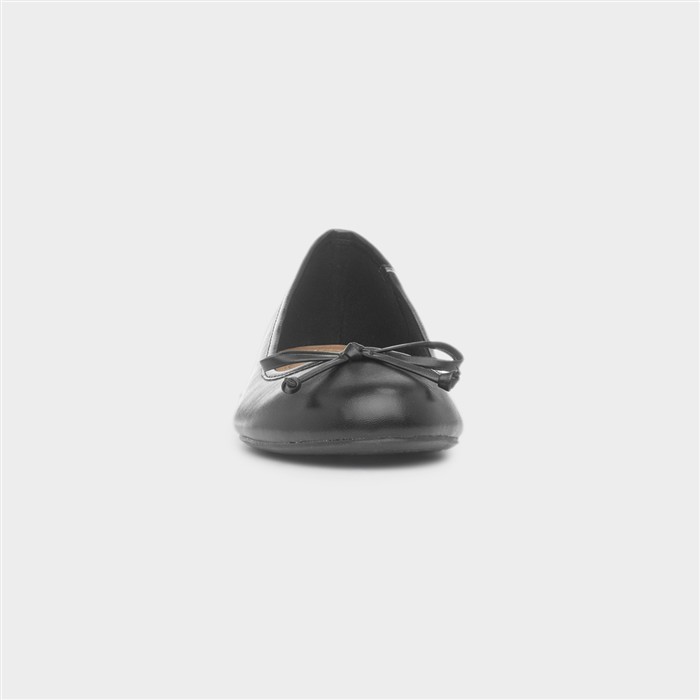 Womens Black Bow Ballerina Slip On Shoe