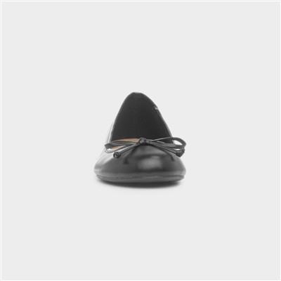 Womens Black Bow Ballerina Slip On Shoe