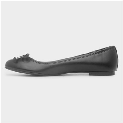 Womens Black Bow Ballerina Slip On Shoe
