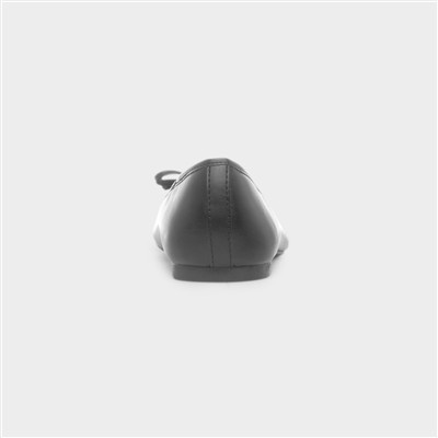 Womens Black Bow Ballerina Slip On Shoe