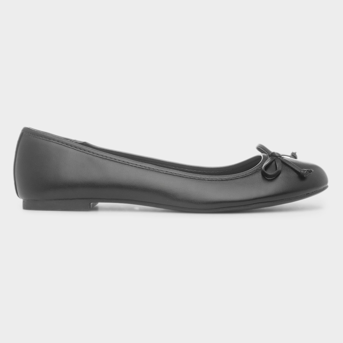 Womens Black Bow Ballerina Slip On Shoe