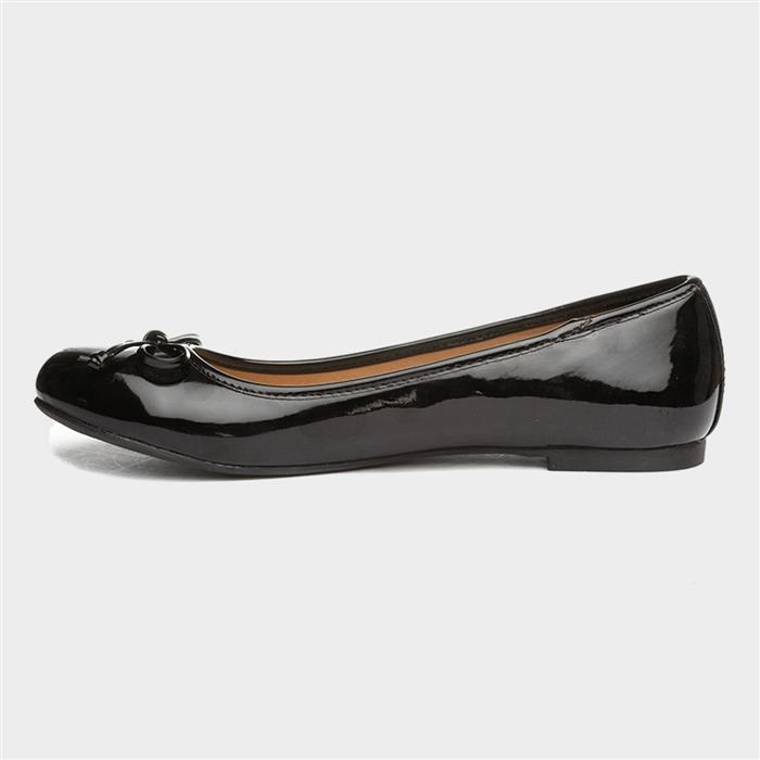 Womens Black Patent Ballerina Slip On Shoe