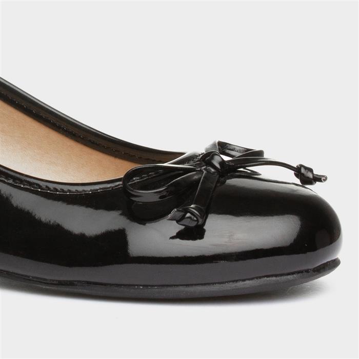Womens Black Patent Ballerina Slip On Shoe