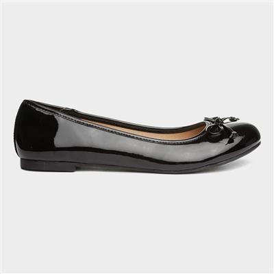 Womens Black Patent Ballerina with Bow
