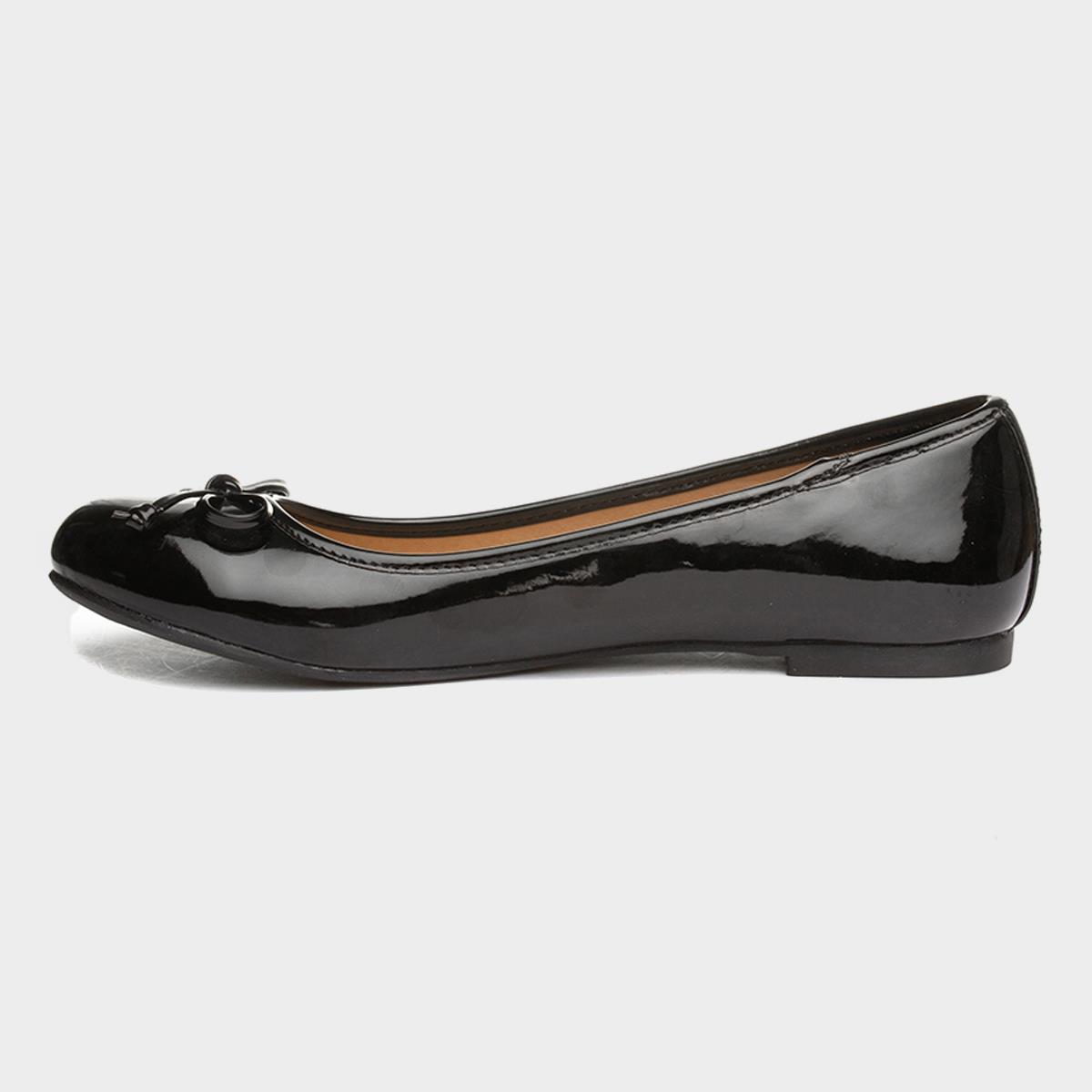 Lilley Womens Black Slip On Ballerina with Bow 