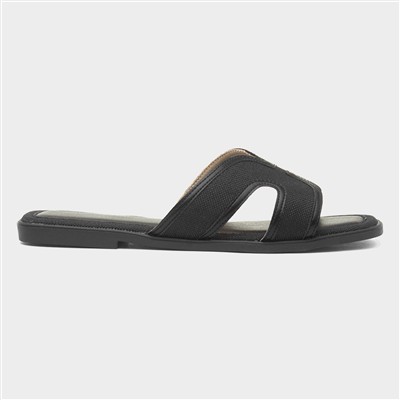 June Womens Black Flat Sandal