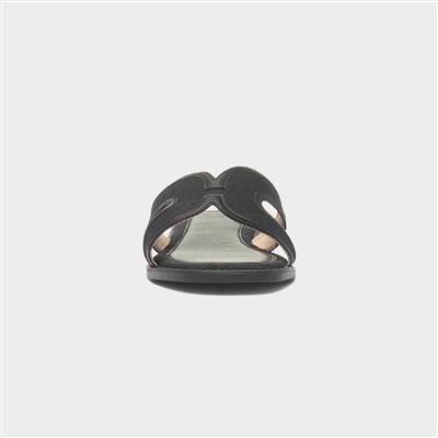 June Womens Black Flat Sandal