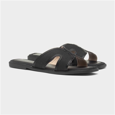 June Womens Black Flat Sandal