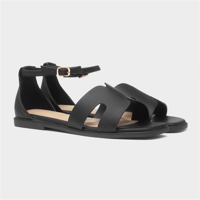Bay Womens Black Buckle Sandal