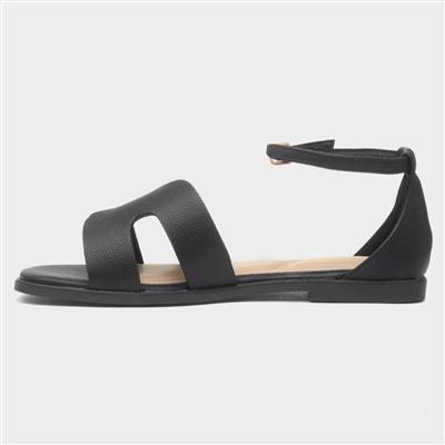 Truffle Bay Womens Black Buckle Sandal