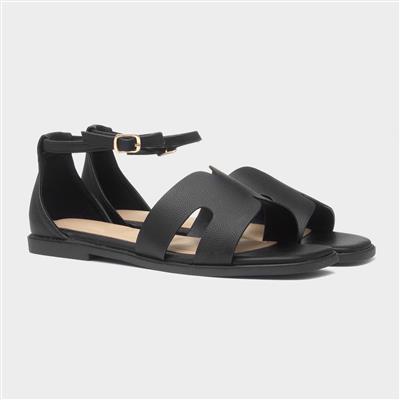 Truffle Bay Womens Black Buckle Sandal