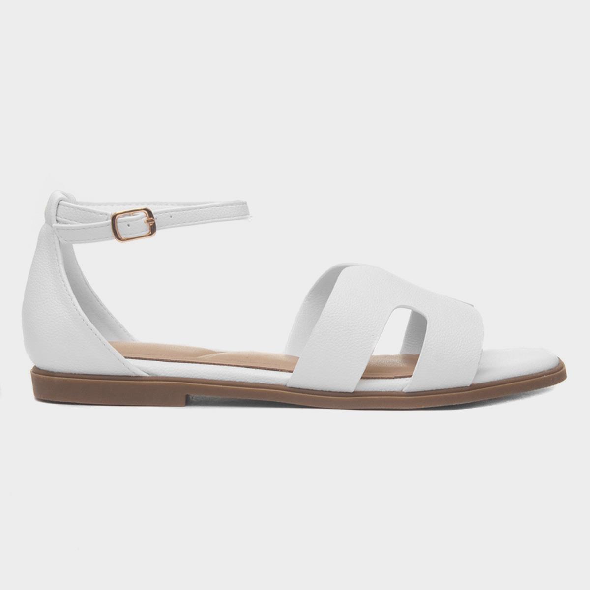 Bay Womens White Buckle Sandal