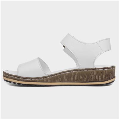 Ellie Womens White Leather Sandal