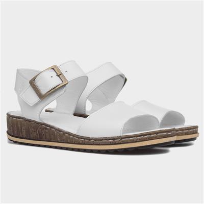 Ellie Womens White Leather Sandal