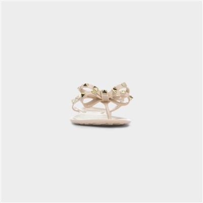 Pearl Womens Nude Toe Post Slip On Sandal