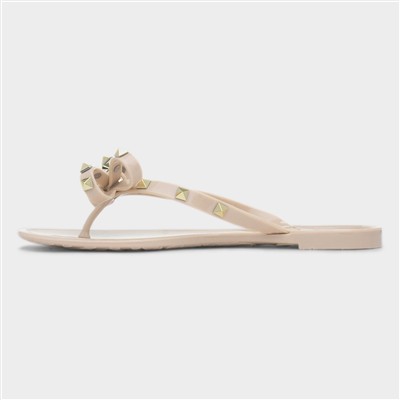 Pearl Womens Nude Toe Post Slip On Sandal