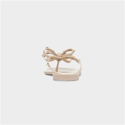 Pearl Womens Nude Toe Post Slip On Sandal