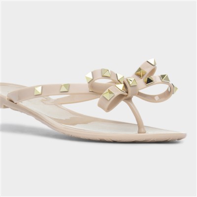 Pearl Womens Nude Toe Post Slip On Sandal