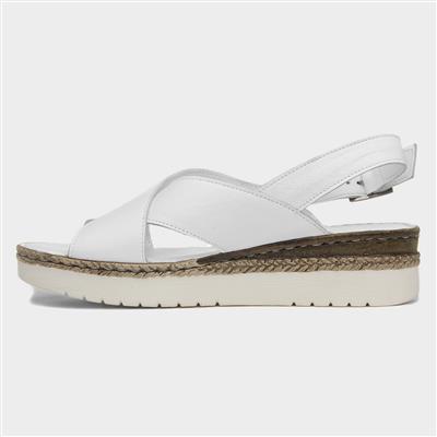 Saphira Womens White Leather Sandal