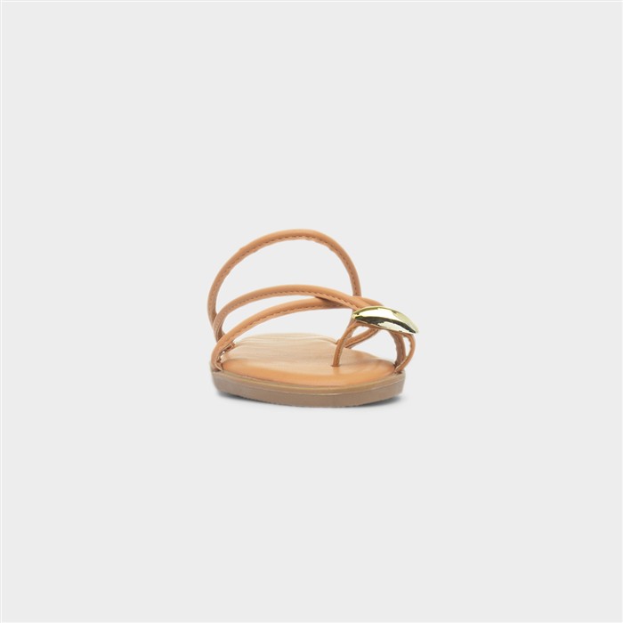 Kallie Womens Tan Toe Ring Strappy Sandal