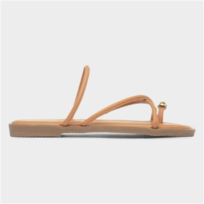 Kallie Womens Tan Toe Ring Strappy Sandal