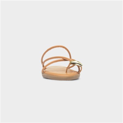 Kallie Womens Tan Toe Ring Strappy Sandal