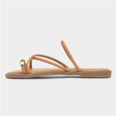 Kallie Womens Tan Toe Ring Strappy Sandal