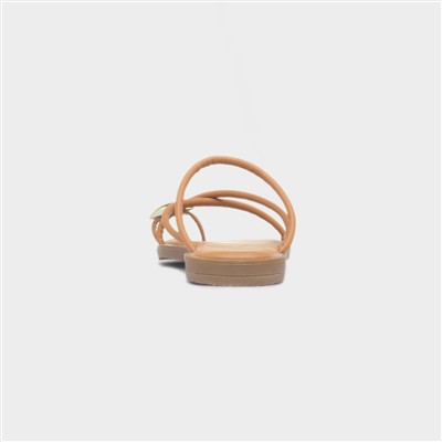 Kallie Womens Tan Toe Ring Strappy Sandal