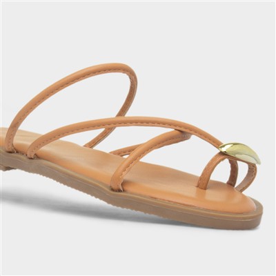 Kallie Womens Tan Toe Ring Strappy Sandal