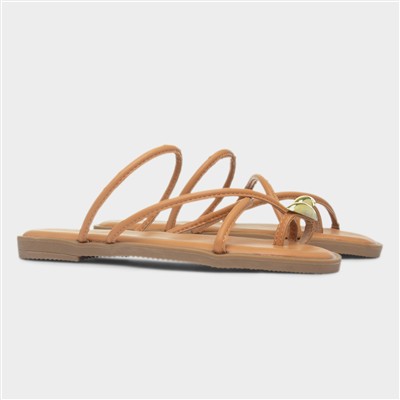 Kallie Womens Tan Toe Ring Strappy Sandal