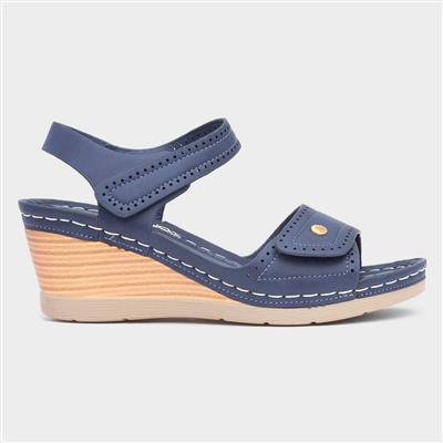 Shelley Womens Navy Wedge Mule Sandal