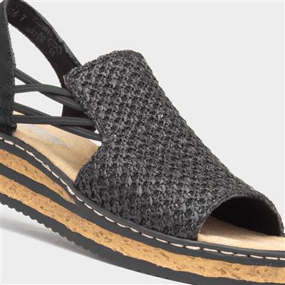 Antistress Womens Black Open Toe Sandal