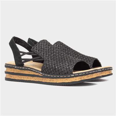 Antistress Womens Black Open Toe Sandal