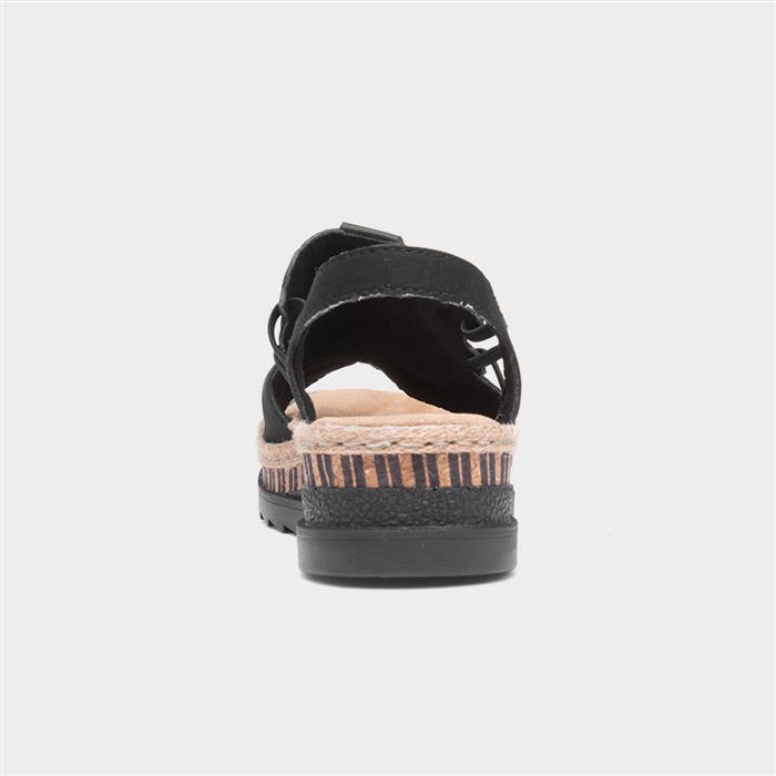 Antistress Womens Black Wedge Sandals